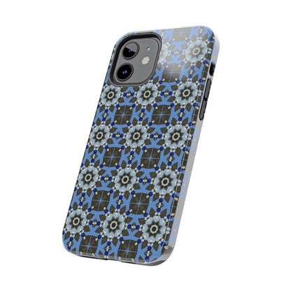 Blue Quilt Pattern Phone Case – Geometric Floral Protective Cover for iPhone & Android Models
