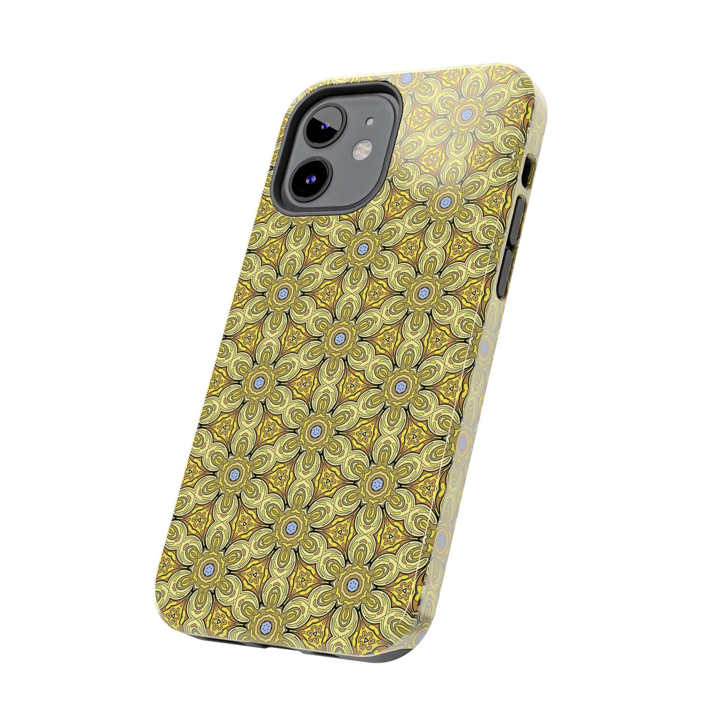 Retro Yellow Flowers Pattern Phone Case – Vibrant Geometric Floral Design for iPhone & Samsung