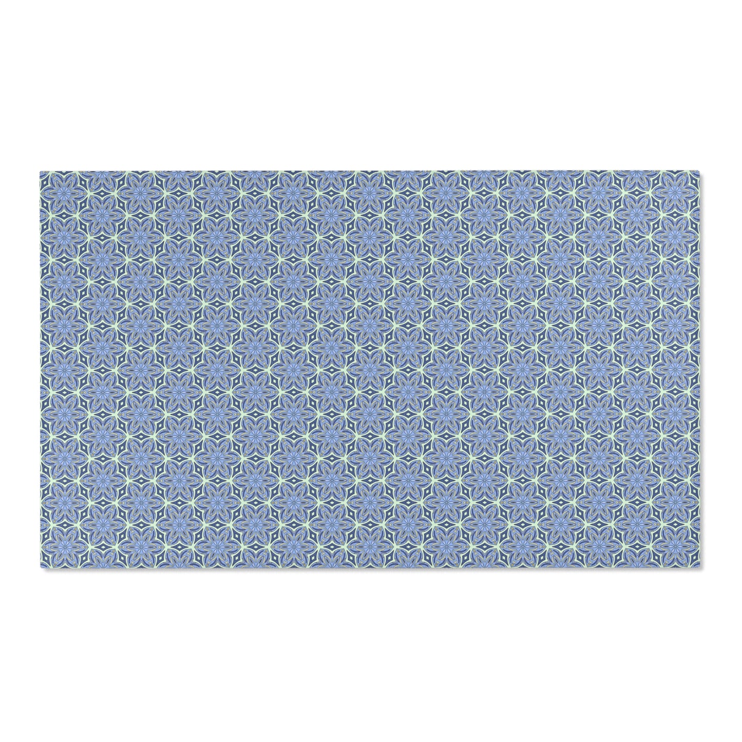 Pale Cornflower Blue and Yellow Area Rug – Geometric Modern Floor Decor for Living Rooms and Bedrooms