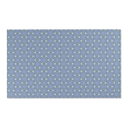 Pale Cornflower Blue and Yellow Area Rug – Geometric Modern Floor Decor for Living Rooms and Bedrooms
