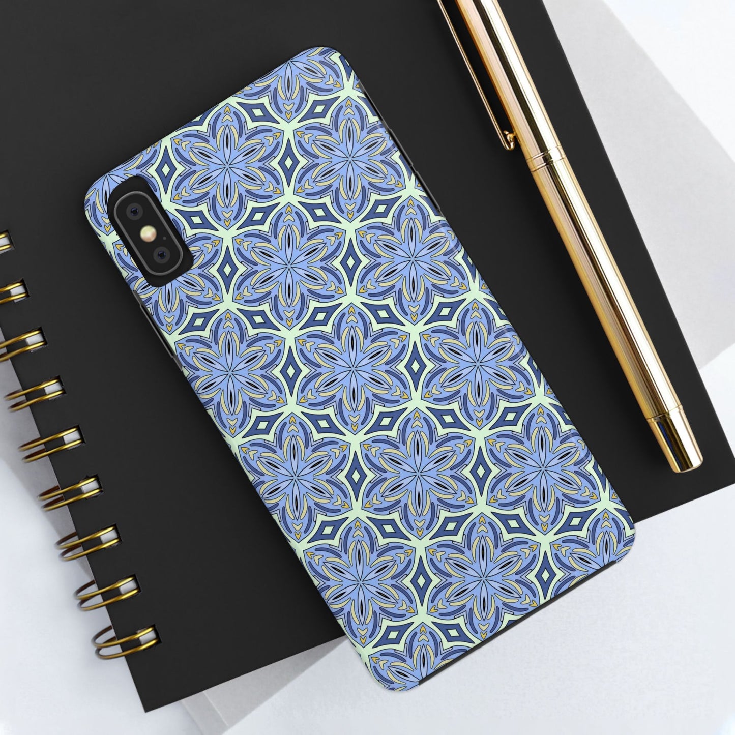 Pale Cornflower Blue and Yellow Phone Case – Geometric Floral Protective Cover for iPhone & Android Models