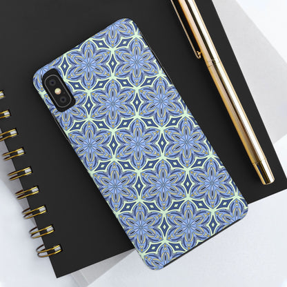 Pale Cornflower Blue and Yellow Phone Case – Geometric Floral Protective Cover for iPhone & Android Models