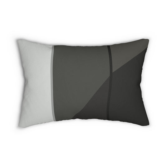 Monochrome Abstract Lumbar Pillow – Minimalist Black, Gray, and White Accent Cushion for Modern or Neutral Home Decor