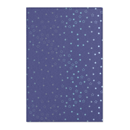 Blue Starfall Area Rug – Blue Star Floor Decor, Celestial Night Sky Carpet, Galaxy-Inspired Living Room Rug