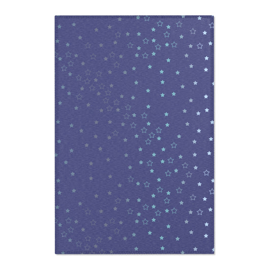 Blue Starfall Area Rug – Blue Star Floor Decor, Celestial Night Sky Carpet, Galaxy-Inspired Living Room Rug