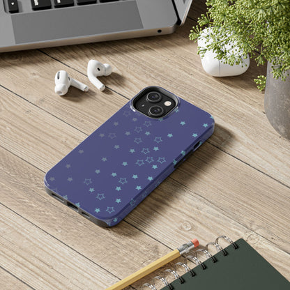 Blue Starfall Tough Phone Case – Celestial Blue Star Cover, Galaxy-Inspired Night Sky iPhone Accessory