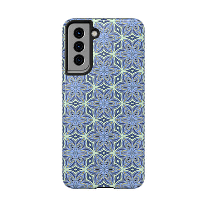 Pale Cornflower Blue and Yellow Phone Case – Geometric Floral Protective Cover for iPhone & Android Models
