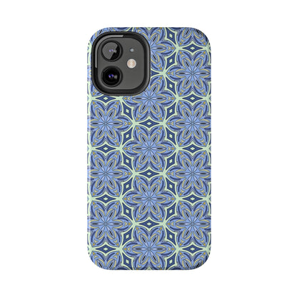 Pale Cornflower Blue and Yellow Phone Case – Geometric Floral Protective Cover for iPhone & Android Models
