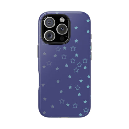 Blue Starfall Tough Phone Case – Celestial Blue Star Cover, Galaxy-Inspired Night Sky iPhone Accessory