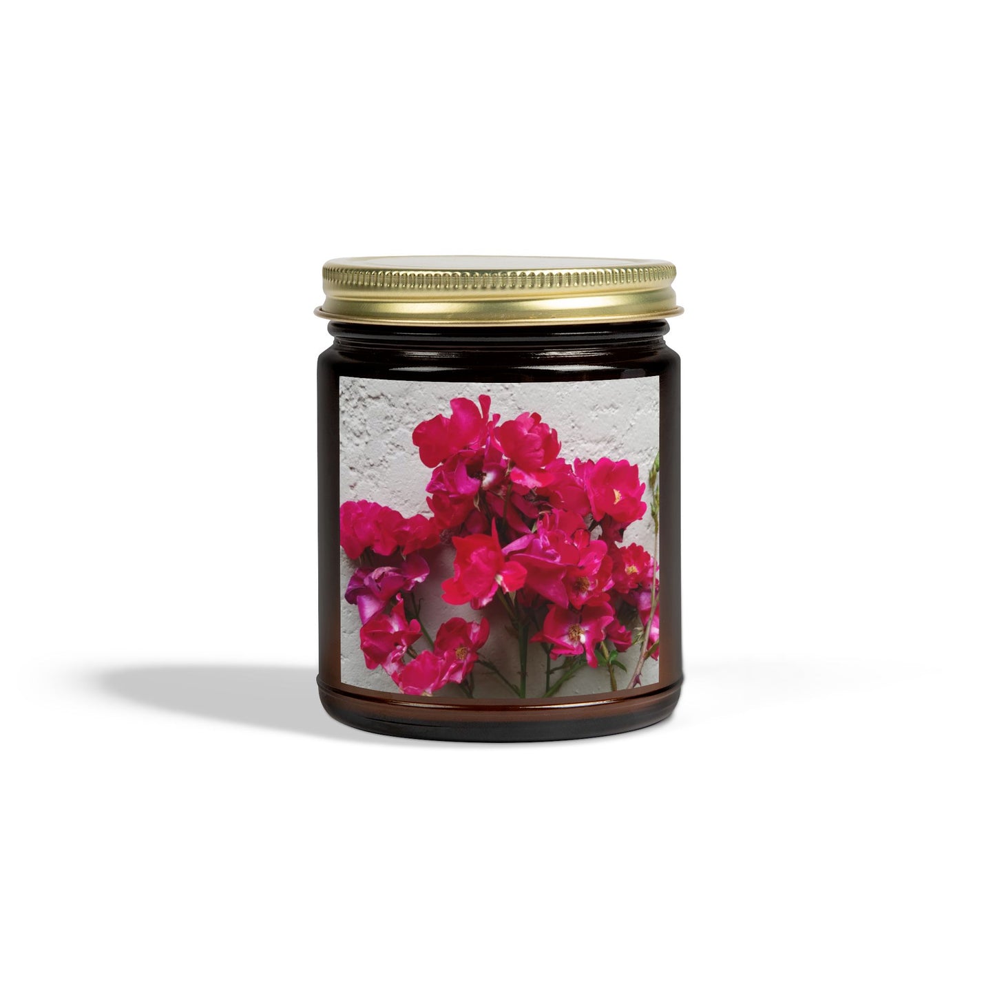 Bougainvillea Against White Stucco Wall Jar Candle – Mediterranean Floral Photo Candle for Elegant Home Decor