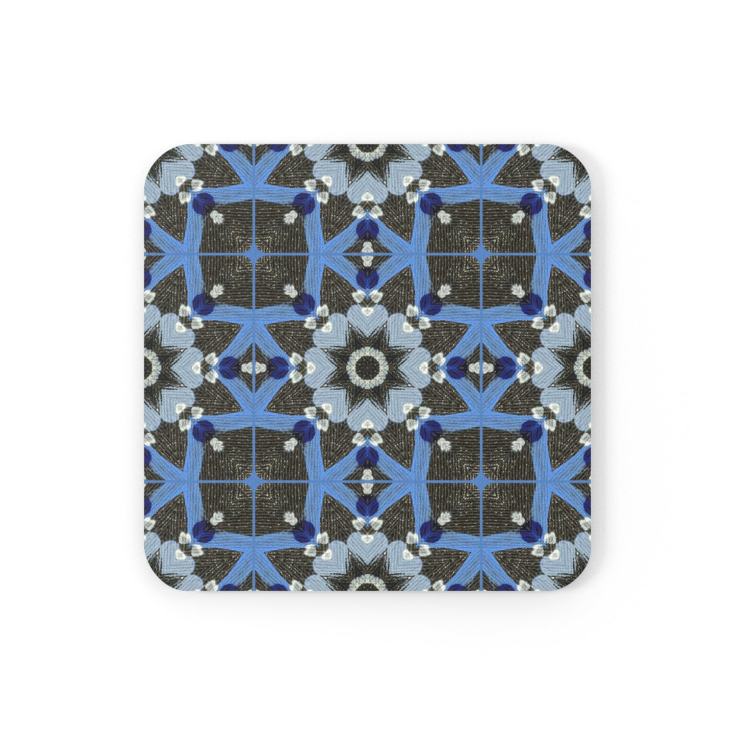 Blue Quilt Pattern Coaster – Quilted Patchwork Drink Coaster, Vintage Tile Cotton Table Accent