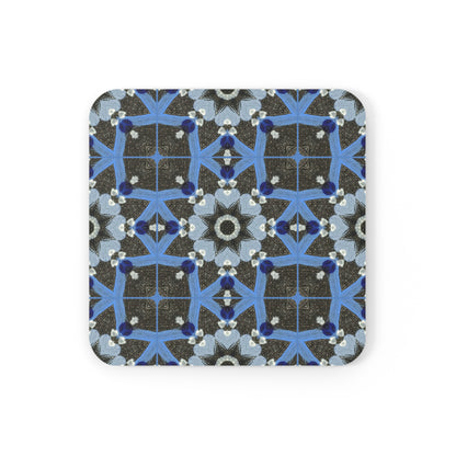 Blue Quilt Pattern Coaster – Quilted Patchwork Drink Coaster, Vintage Tile Cotton Table Accent