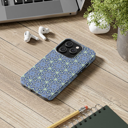 Pale Cornflower Blue and Yellow Phone Case – Geometric Floral Protective Cover for iPhone & Android Models