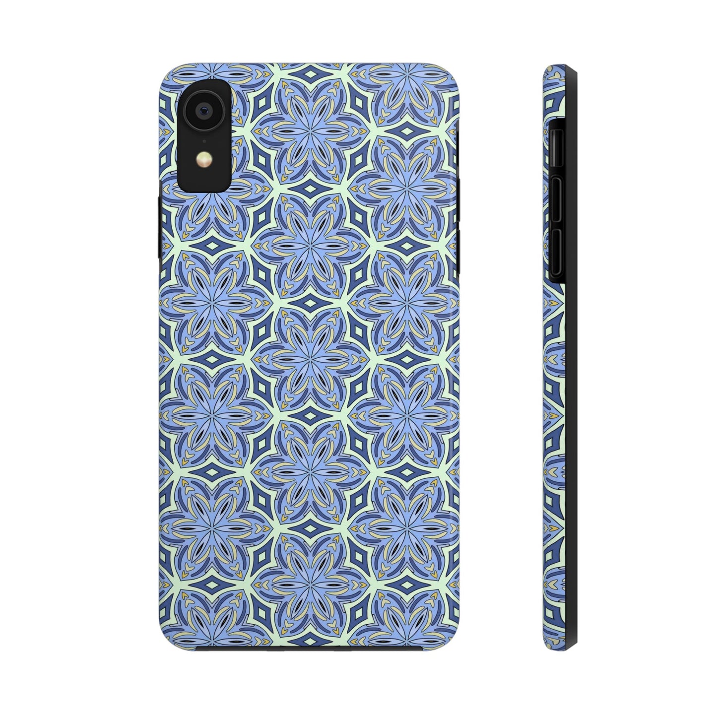 Pale Cornflower Blue and Yellow Phone Case – Geometric Floral Protective Cover for iPhone & Android Models