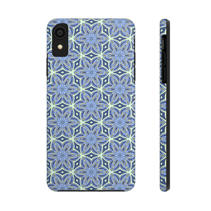 Pale Cornflower Blue and Yellow Phone Case – Geometric Floral Protective Cover for iPhone & Android Models