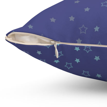 Blue Starfall Square Pillow – Spun Polyester Decorative Cushion with Geometric Pattern on Blue Background
