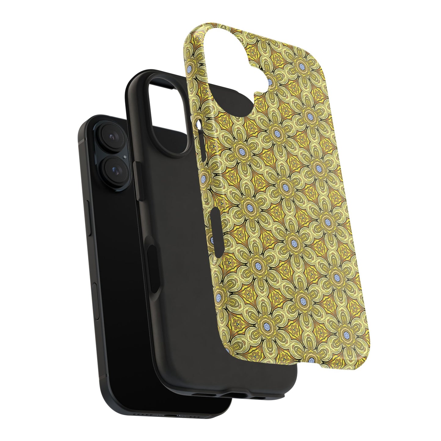 Retro Yellow Flowers Pattern Phone Case – Vibrant Geometric Floral Design for iPhone & Samsung