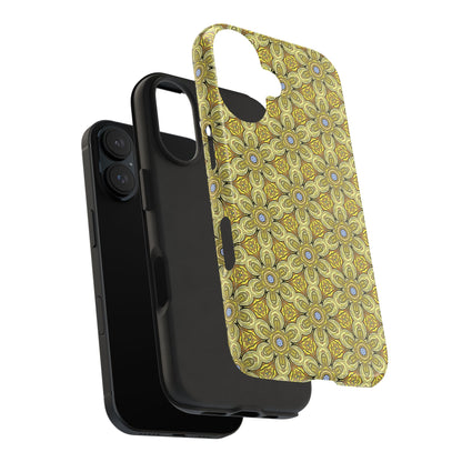 Retro Yellow Flowers Pattern Phone Case – Vibrant Geometric Floral Design for iPhone & Samsung