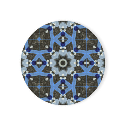 Blue Quilt Pattern Coaster – Quilted Patchwork Drink Coaster, Vintage Tile Cotton Table Accent