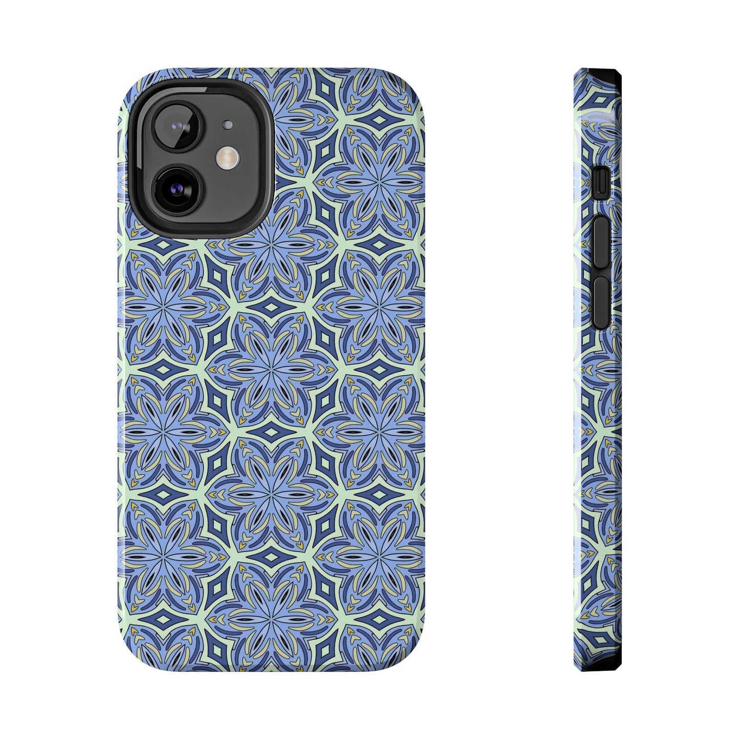 Pale Cornflower Blue and Yellow Phone Case – Geometric Floral Protective Cover for iPhone & Android Models