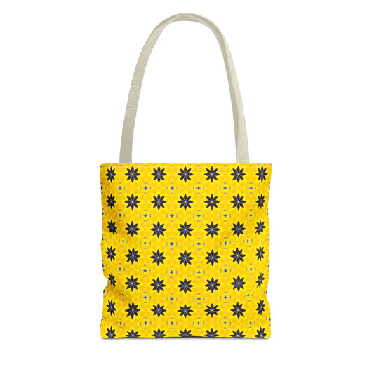 Navy Blue Flowers Tote Bag – Bold Floral Canvas Tote for Boho Chic Style