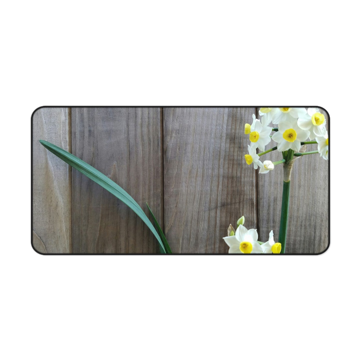 Daffodils by the Fence Desk Mat – Cottagecore Floral Office Decor for Spring