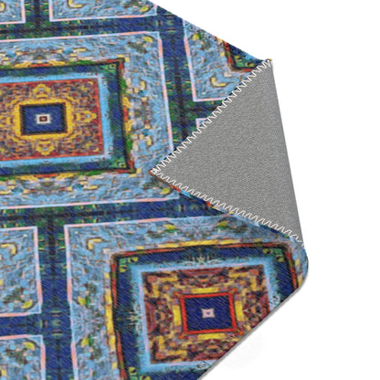 Blue Fusion Tiling Area Rug – Blue Geometric Home Decor, Modern Tile Pattern, Diamond Design Accent Rug