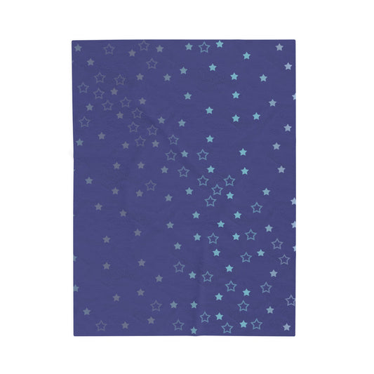 Blue Starfall Velveteen Plush Blanket – Blue Star Throw, Celestial Night Sky Fleece Blanket, Galaxy-Inspired Cozy Decor