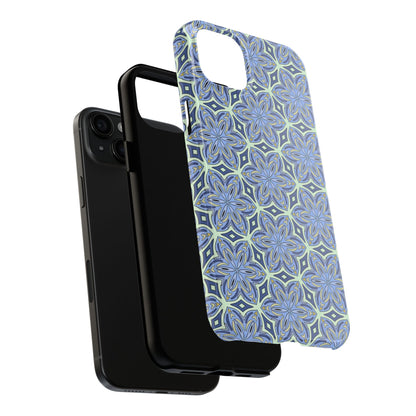 Pale Cornflower Blue and Yellow Phone Case – Geometric Floral Protective Cover for iPhone & Android Models