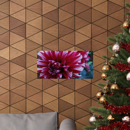 Red and White Dahlia Wall Poster – Botanical Floral Art Print, Cottagecore Summer Bloom Decor