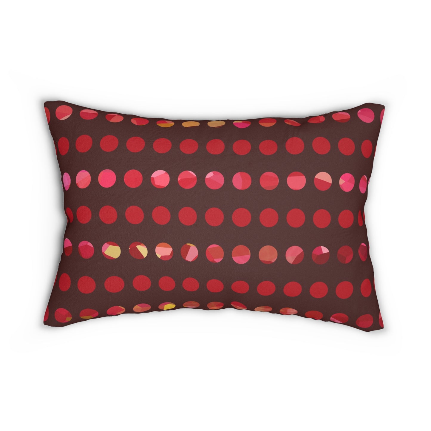 Red Polka Dot Lumbar Pillow – Bold Burgundy and Pink Accent Throw Pillow for Modern or Eclectic Home Decor