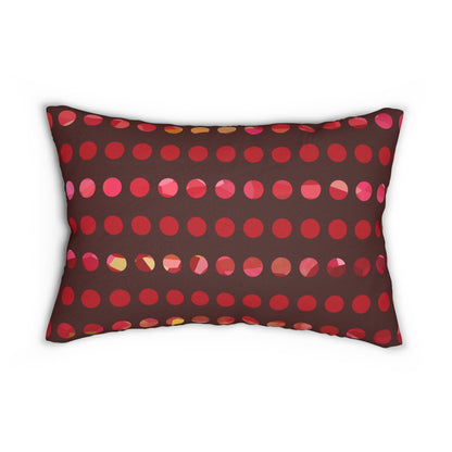 Red Polka Dot Lumbar Pillow – Bold Burgundy and Pink Accent Throw Pillow for Modern or Eclectic Home Decor