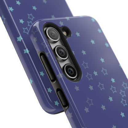 Blue Starfall Tough Phone Case – Celestial Blue Star Cover, Galaxy-Inspired Night Sky iPhone Accessory