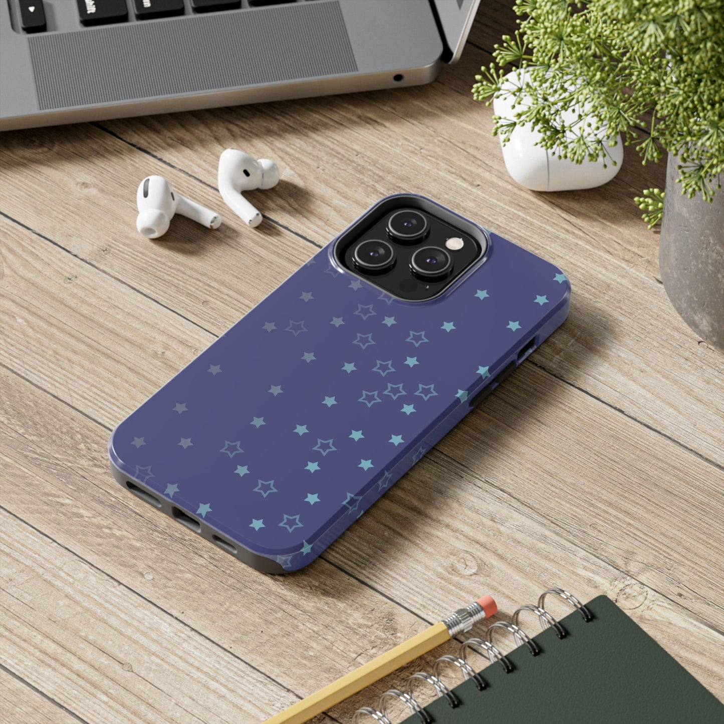 Blue Starfall Tough Phone Case – Celestial Blue Star Cover, Galaxy-Inspired Night Sky iPhone Accessory