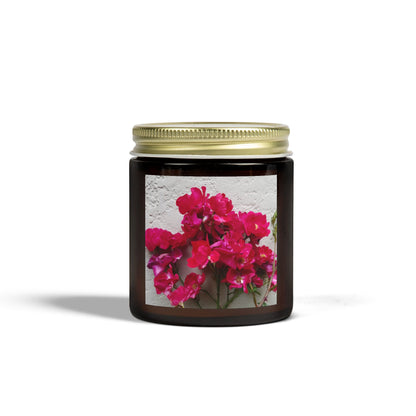 Bougainvillea Against White Stucco Wall Jar Candle – Mediterranean Floral Photo Candle for Elegant Home Decor