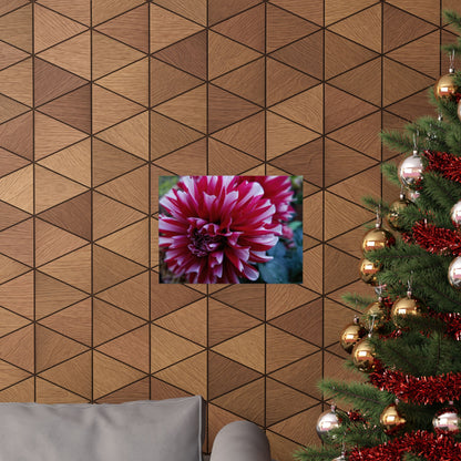 Red and White Dahlia Wall Poster – Botanical Floral Art Print, Cottagecore Summer Bloom Decor