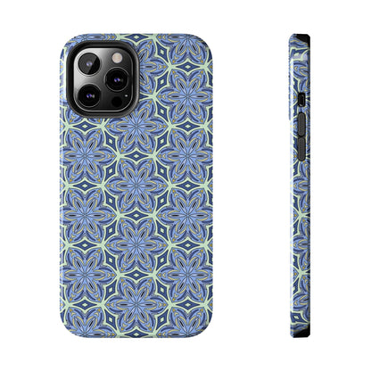 Pale Cornflower Blue and Yellow Phone Case – Geometric Floral Protective Cover for iPhone & Android Models